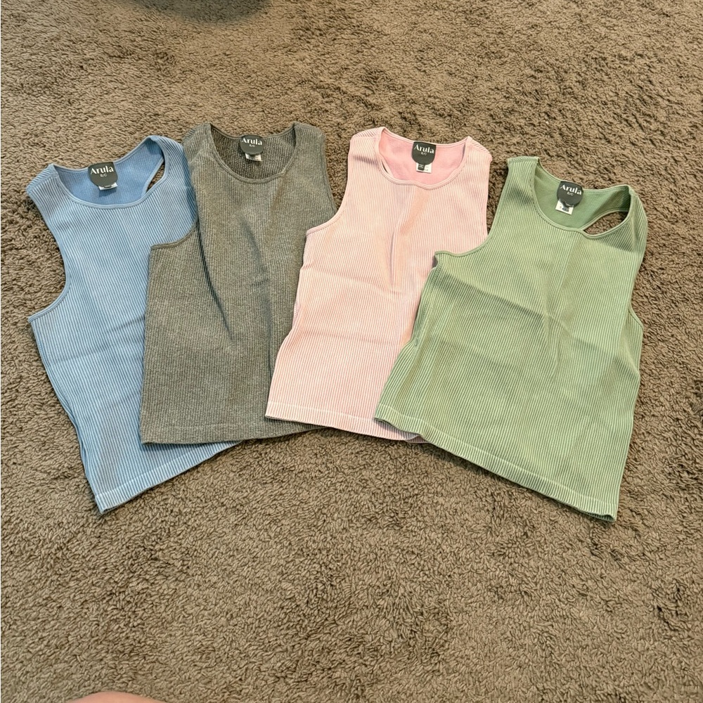 ARULA Razorback Tank Tops - Blue, Gray, Pink, Green